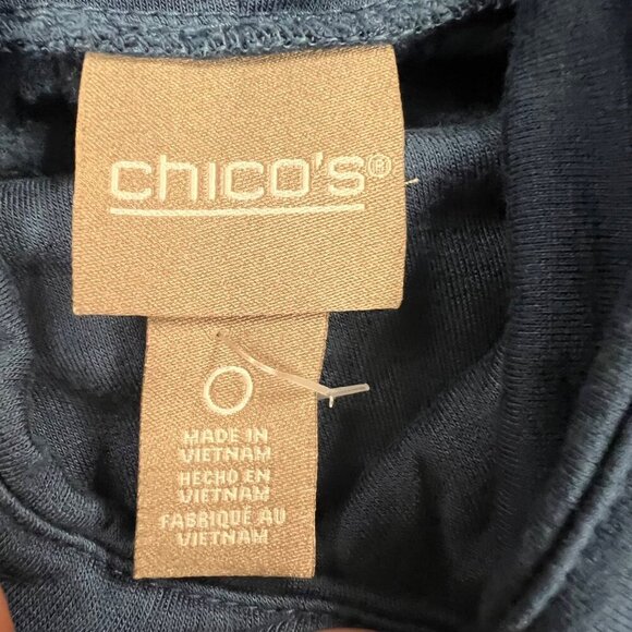 Chico's Cowl Neck Pullover Top Long Sleeve Blue Size Small Pockets - Picture 8 of 9